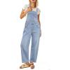 image:imageluvamia Denim Overalls for Women Barrel Leg Baggy Loose Fit Bib Stretchy Jean Jumpsuit Adjustable Strap Casual OverallAiry Blue