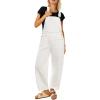 image:imageluvamia Denim Overalls for Women Barrel Leg Baggy Loose Fit Bib Stretchy Jean Jumpsuit Adjustable Strap Casual OverallCream White