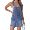 image:imageluvamia Denim Overalls for Women Loose Fit Baggy Jean Shorts Overall Bib Summer Casual Stretchy Adjustable ShortallsLapis Blue