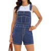 image:imageluvamia Jean Overalls for Women Loose Fit Bib Adjustable Straps Stretchy Denim Overall Shorts Casual Summer ShortallsClassic Blue