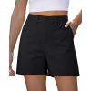image:imageluvamia Summer Shorts for Women High Waisted Dressy Causal Cotton Chino Elastic Waist 5 Inch Inseam Mid Thigh ShortsBlack