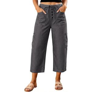 image:imageluvamia Barrel Jeans for Women Trendy Wide Leg High Rise Baggy Pull On Elastic Waist Button Fly Drawstring Denim PantsDust Black
