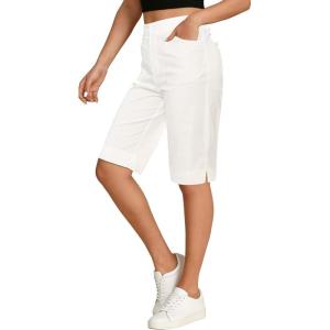image:imageluvamia Bermuda Shorts for Women Knee Length High Waisted Side Split Elastic Waist Summer Dressy Casual Long Chino ShortsCream White