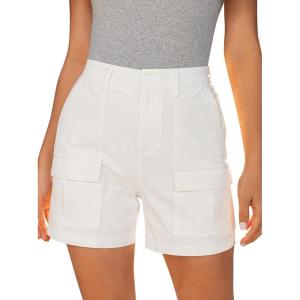 image:imageluvamia Cargo Shorts for Women Trendy High Waisted Casual Summer Knit Elastic Back 5 Inch Inseam Mid Thigh Chino ShortsCream White
