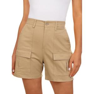 image:imageluvamia Cargo Shorts for Women Trendy High Waisted Casual Summer Knit Elastic Back 5 Inch Inseam Mid Thigh Chino ShortsKhaki