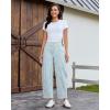 image:imageluvamia Barrel Jeans for Women Trendy Baggy Wide Leg Striped High Waisted Cropped Casual Pinstripe Stretchy Denim PantsBlue