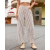 image:imageluvamia Barrel Jeans for Women Trendy Baggy Wide Leg Striped High Waisted Cropped Casual Pinstripe Stretchy Denim PantsBrown