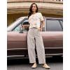 image:imageluvamia Barrel Jeans for Women Trendy Baggy Wide Leg Striped High Waisted Cropped Casual Pinstripe Stretchy Denim PantsBrown