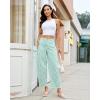 image:imageluvamia Barrel Jeans for Women Trendy Baggy Wide Leg Striped High Waisted Cropped Casual Pinstripe Stretchy Denim PantsGreen