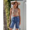 image:imageluvamia Bermuda Jean Shorts for Women Knee Length High Waisted Rolled Hem Casual Summer 12 Inseam Long Denim ShortsClassic Blue