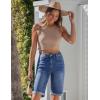 image:imageluvamia Bermuda Jean Shorts for Women Knee Length High Waisted Rolled Hem Casual Summer 12 Inseam Long Denim ShortsClassic Blue