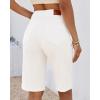 image:imageluvamia Bermuda Jean Shorts for Women Knee Length High Waisted Rolled Hem Casual Summer 12 Inseam Long Denim ShortsCream White