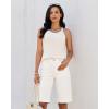 image:imageluvamia Bermuda Jean Shorts for Women Knee Length High Waisted Rolled Hem Casual Summer 12 Inseam Long Denim ShortsCream White