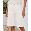 image:imageluvamia Bermuda Jean Shorts for Women Knee Length High Waisted Rolled Hem Casual Summer 12 Inseam Long Denim ShortsCream White