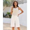 image:imageluvamia Bermuda Jean Shorts for Women Knee Length High Waisted Rolled Hem Casual Summer 12 Inseam Long Denim ShortsCream White