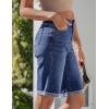 image:imageluvamia Bermuda Jean Shorts for Women Knee Length High Waisted Rolled Hem Casual Summer 12 Inseam Long Denim ShortsDarkness Blue
