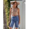image:imageluvamia Bermuda Jean Shorts for Women Knee Length High Waisted Rolled Hem Casual Summer 12 Inseam Long Denim ShortsMedium Blue