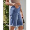 image:imageluvamia Bermuda Jean Shorts for Women Knee Length High Waisted Rolled Hem Casual Summer 12 Inseam Long Denim ShortsMedium Blue