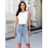 image:imageluvamia Bermuda Jean Shorts for Women Knee Length High Waisted Rolled Hem Casual Summer 12 Inseam Long Denim ShortsModern Blue