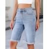 image:imageluvamia Bermuda Jean Shorts for Women Knee Length High Waisted Rolled Hem Casual Summer 12 Inseam Long Denim ShortsModern Blue