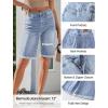 image:imageluvamia Bermuda Jean Shorts for Women Knee Length High Waisted Rolled Hem Casual Summer 12 Inseam Long Denim ShortsModern Blue