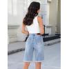 image:imageluvamia Bermuda Jean Shorts for Women Knee Length High Waisted Rolled Hem Casual Summer 12 Inseam Long Denim ShortsModern Blue
