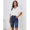 image:imageluvamia Bermuda Jean Shorts for Women Knee Length High Waisted Rolled Hem Casual Summer 12 Inseam Long Denim ShortsTimeless Blue