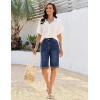 image:imageluvamia Bermuda Jean Shorts for Women Knee Length High Waisted Rolled Hem Casual Summer 12 Inseam Long Denim ShortsTimeless Blue