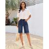 image:imageluvamia Bermuda Jean Shorts for Women Knee Length High Waisted Rolled Hem Casual Summer 12 Inseam Long Denim ShortsTimeless Blue
