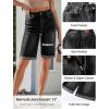 image:imageluvamia Bermuda Jean Shorts for Women Knee Length High Waisted Rolled Hem Casual Summer 12 Inseam Long Denim ShortsWashed Black