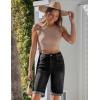 image:imageluvamia Bermuda Jean Shorts for Women Knee Length High Waisted Rolled Hem Casual Summer 12 Inseam Long Denim ShortsWashed Black