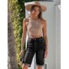 image:imageluvamia Bermuda Jean Shorts for Women Knee Length High Waisted Rolled Hem Casual Summer 12 Inseam Long Denim ShortsWashed Black