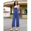image:imageluvamia Denim Overalls for Women Wide Leg Capri Jean Jumpsuit Loose Fit Summer Stretchy Bib Overall Embroidered Raw HemFloral Classic Blue