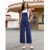 image:imageluvamia Denim Overalls for Women Wide Leg Capri Jean Jumpsuit Loose Fit Summer Stretchy Bib Overall Embroidered Raw HemFloral Darkness Blue