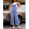 image:imageluvamia Denim Overalls for Women Wide Leg Capri Jean Jumpsuit Loose Fit Summer Stretchy Bib Overall Embroidered Raw HemFloral Medium Blue