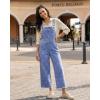 image:imageluvamia Denim Overalls for Women Wide Leg Capri Jean Jumpsuit Loose Fit Summer Stretchy Bib Overall Embroidered Raw HemFloral Medium Blue