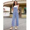 image:imageluvamia Denim Overalls for Women Wide Leg Capri Jean Jumpsuit Loose Fit Summer Stretchy Bib Overall Embroidered Raw HemFloral Powder Blue
