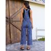 image:imageluvamia Denim Overalls for Women Wide Leg Capri Jean Jumpsuit Loose Fit Summer Stretchy Bib Overall Embroidered Raw HemHeart Classic Blue
