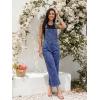image:imageluvamia Denim Overalls for Women Wide Leg Capri Jean Jumpsuit Loose Fit Summer Stretchy Bib Overall Embroidered Raw HemHeart Classic Blue