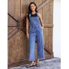 image:imageluvamia Denim Overalls for Women Wide Leg Capri Jean Jumpsuit Loose Fit Summer Stretchy Bib Overall Embroidered Raw HemHeart Medium Blue