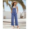image:imageluvamia Denim Overalls for Women Wide Leg Capri Jean Jumpsuit Loose Fit Summer Stretchy Bib Overall Embroidered Raw HemHeart Medium Blue