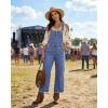 image:imageluvamia Denim Overalls for Women Wide Leg Capri Jean Jumpsuit Loose Fit Summer Stretchy Bib Overall Embroidered Raw HemHeart Medium Blue