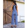 image:imageluvamia Denim Overalls for Women Wide Leg Capri Jean Jumpsuit Loose Fit Summer Stretchy Bib Overall Embroidered Raw HemHeart Medium Blue