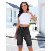 image:imageluvamia Jean Bermuda Shorts for Women High Waisted Patch Pocket Knee Length Fold Hem Casual Stretchy Denim Long ShortsWashed Black
