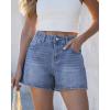 image:imageluvamia Jean Shorts for Women High Waisted Baggy Wide Leg Elastic Waist Mom Denim Shorts 4 Inseam Casual Summer JortsBay Blue