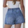image:imageluvamia Jean Shorts for Women High Waisted Baggy Wide Leg Elastic Waist Mom Denim Shorts 4 Inseam Casual Summer JortsBay Blue