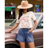 image:imageluvamia Jean Shorts for Women High Waisted Baggy Wide Leg Elastic Waist Mom Denim Shorts 4 Inseam Casual Summer JortsClassic Blue