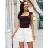 image:imageluvamia Jean Shorts for Women High Waisted Baggy Wide Leg Elastic Waist Mom Denim Shorts 4 Inseam Casual Summer JortsCream White