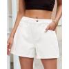 image:imageluvamia Jean Shorts for Women High Waisted Baggy Wide Leg Elastic Waist Mom Denim Shorts 4 Inseam Casual Summer JortsCream White