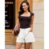 image:imageluvamia Jean Shorts for Women High Waisted Baggy Wide Leg Elastic Waist Mom Denim Shorts 4 Inseam Casual Summer JortsCream White